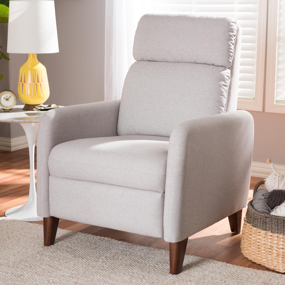 Casanova Mid-century Modern Light Grey Fabric Upholstered Lounge Chair. Picture 21