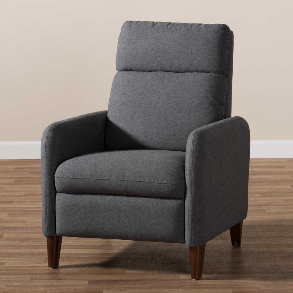 Baxton Studio Casanova Mid-century Modern Grey Fabric Upholstered Lounge Chair. Picture 21