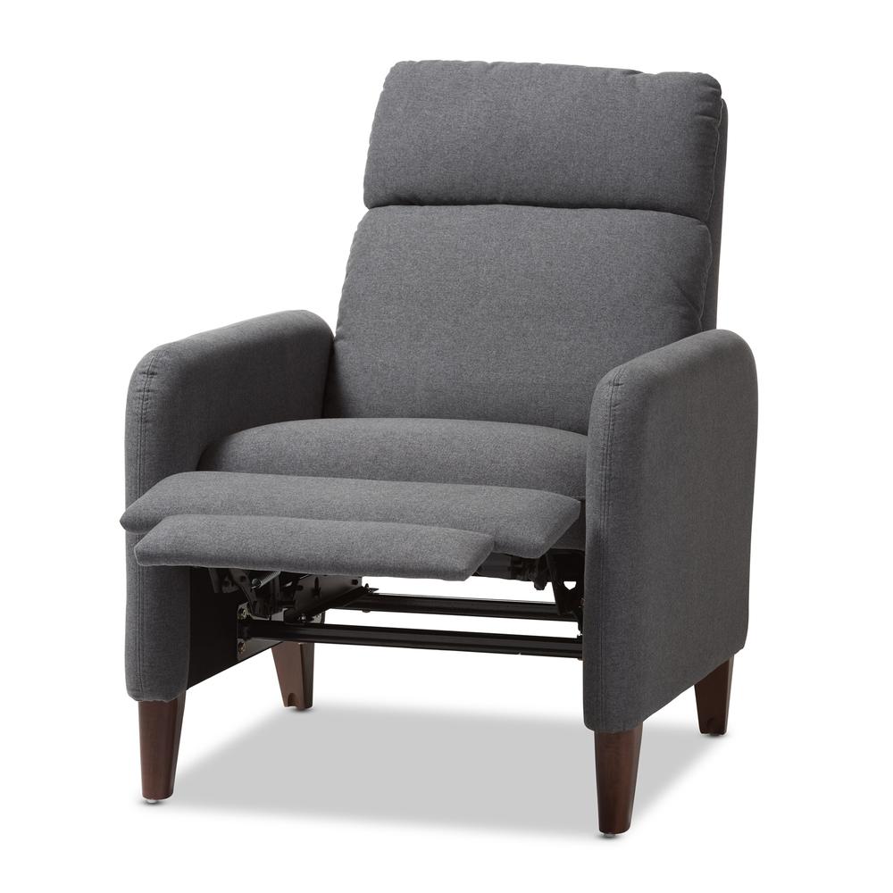 Baxton Studio Casanova Mid-century Modern Grey Fabric Upholstered Lounge Chair. Picture 13