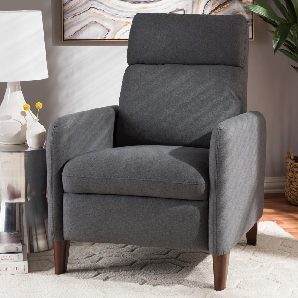 Baxton Studio Casanova Mid-century Modern Grey Fabric Upholstered Lounge Chair. Picture 20