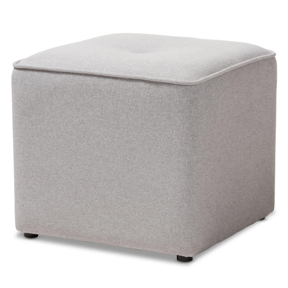 Corinne Modern and Contemporary Light Grey Fabric Upholstered Ottoman. Picture 7