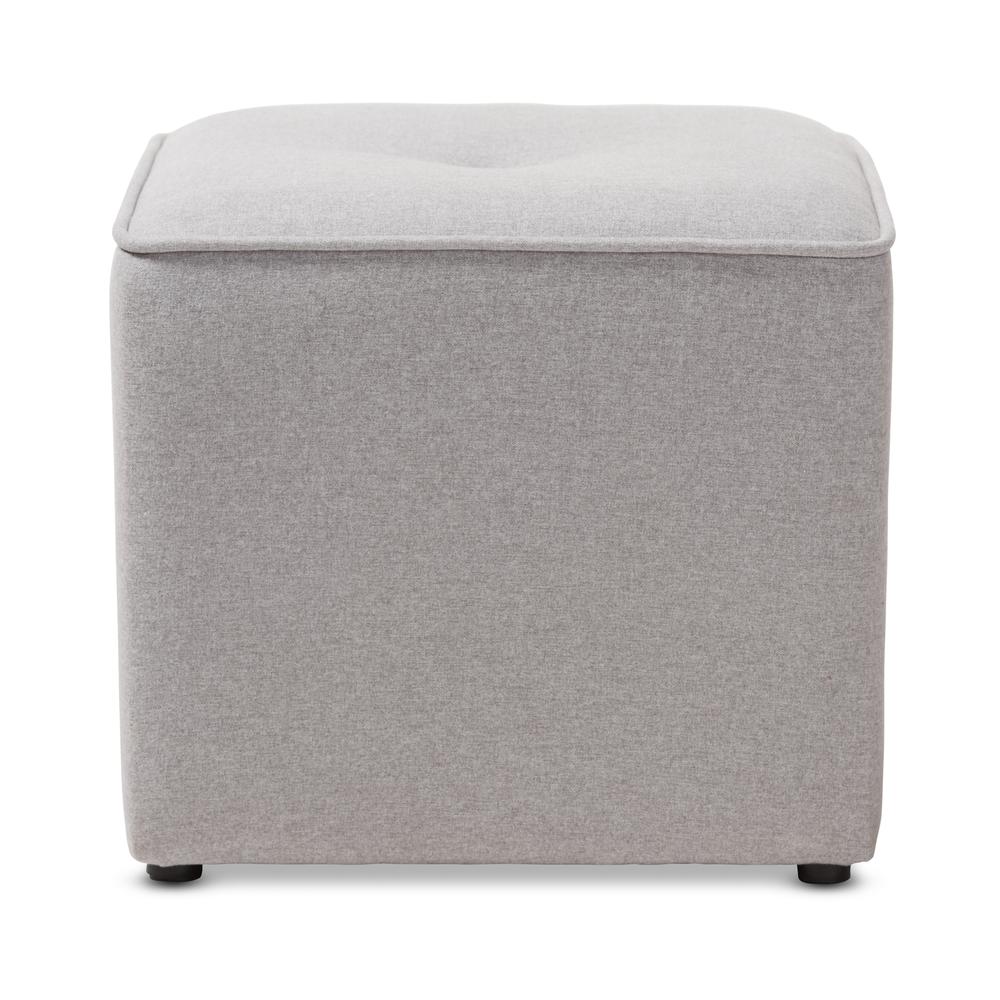 Corinne Modern and Contemporary Light Grey Fabric Upholstered Ottoman. Picture 8