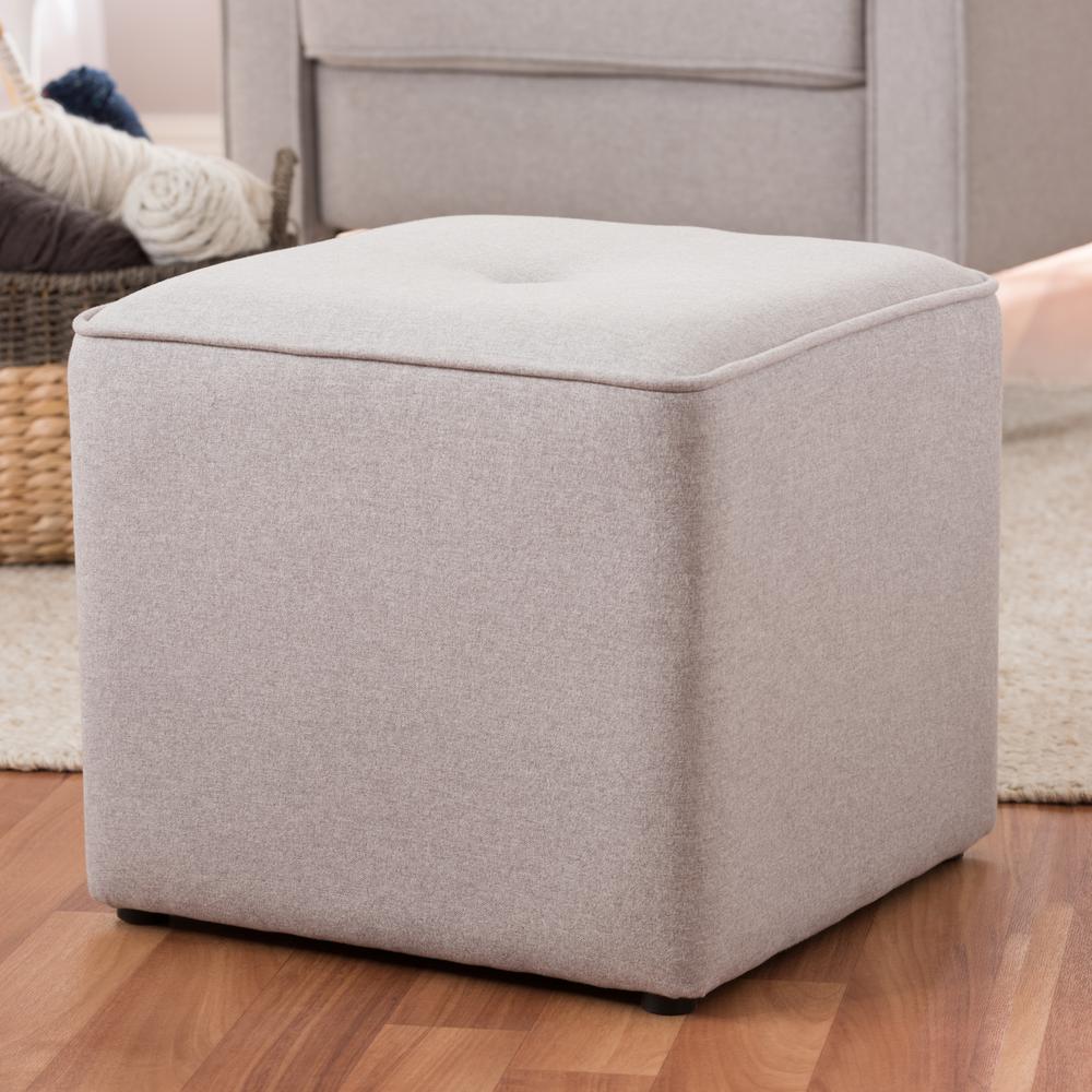 Corinne Modern and Contemporary Light Grey Fabric Upholstered Ottoman. Picture 10