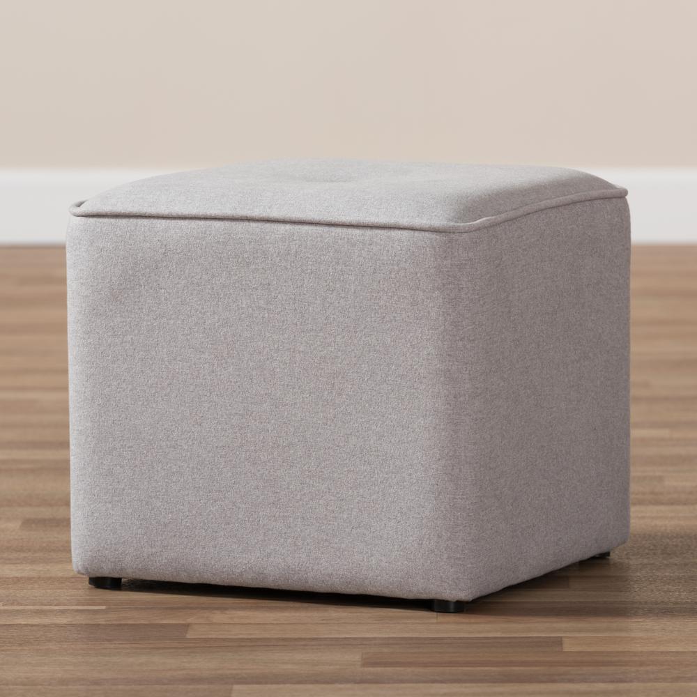 Corinne Modern and Contemporary Light Grey Fabric Upholstered Ottoman. Picture 11