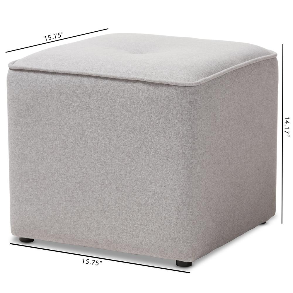 Corinne Modern and Contemporary Light Grey Fabric Upholstered Ottoman. Picture 12