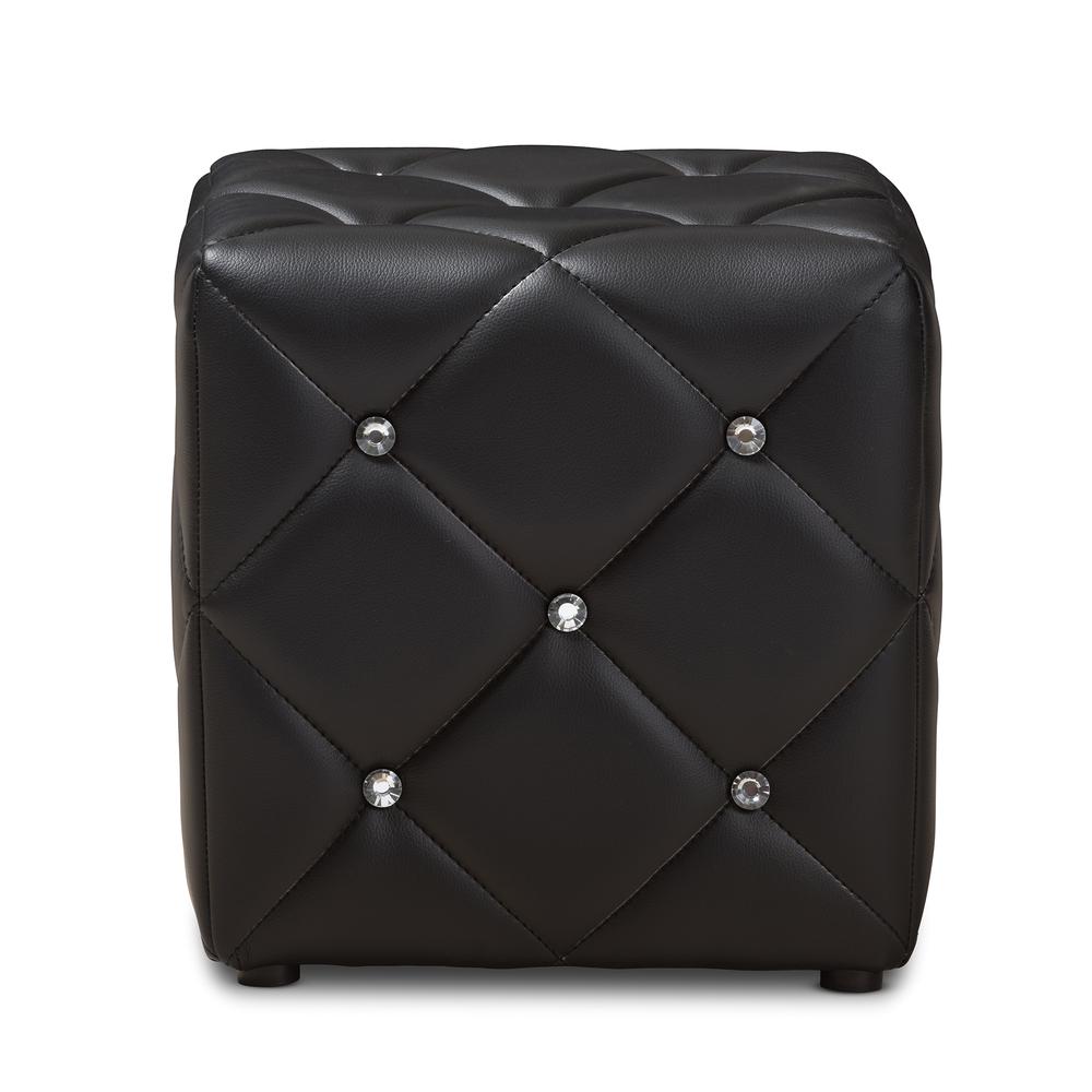 Stacey Modern and Contemporary Black Faux Leather Upholstered Ottoman. Picture 7