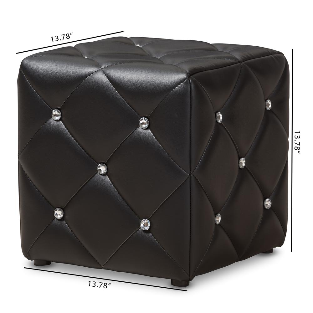 Stacey Modern and Contemporary Black Faux Leather Upholstered Ottoman. Picture 10