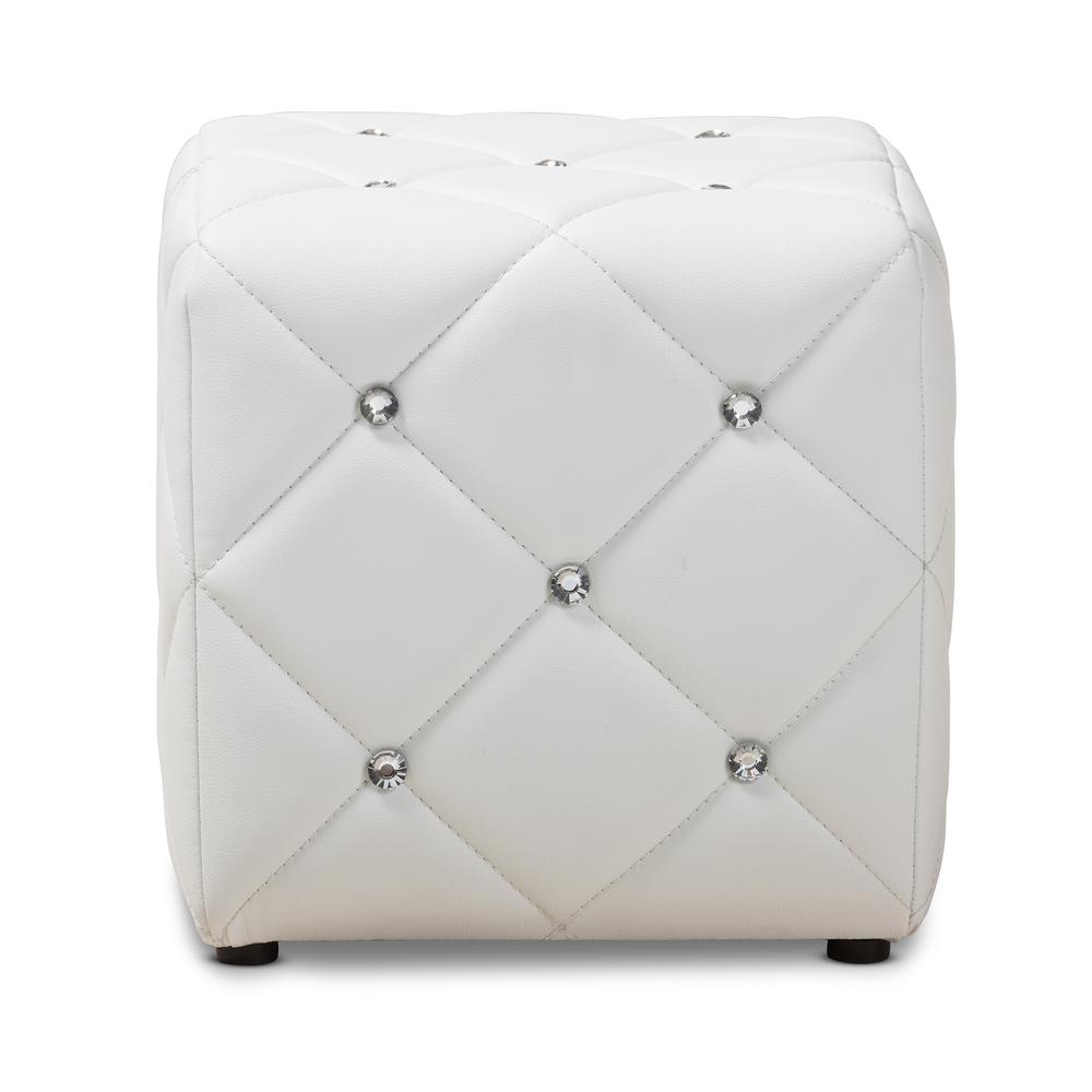 Stacey Modern and Contemporary White Faux Leather Upholstered Ottoman. Picture 7