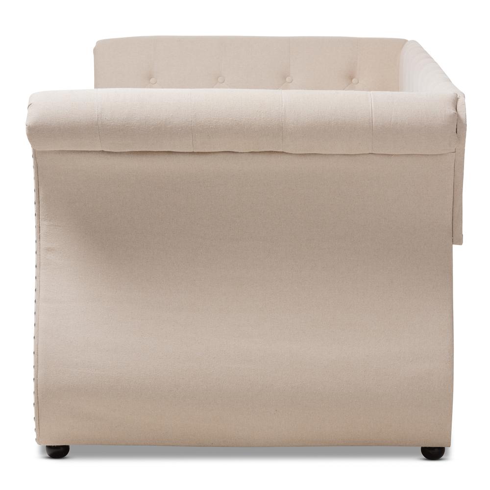 Cherine Classic and Contemporary Beige Fabric Upholstered Daybed with Trundle. Picture 14