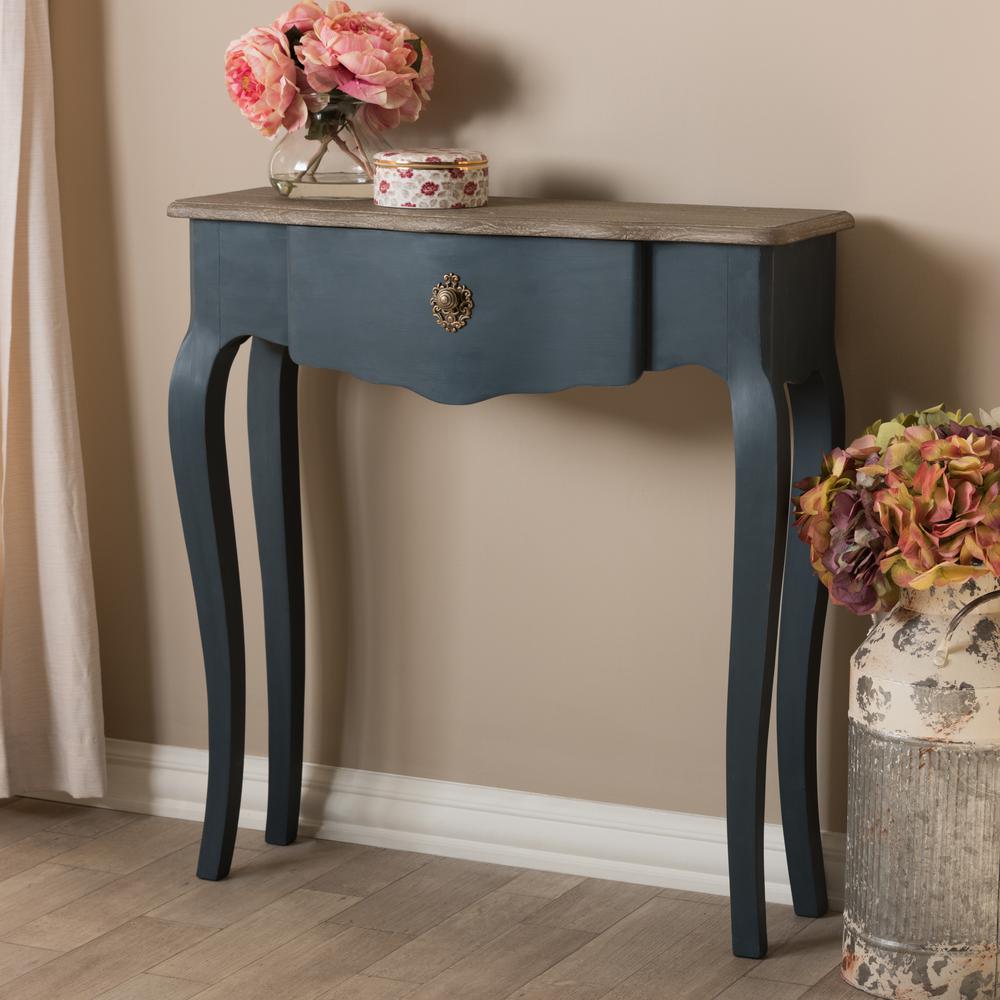 Baxton Studio Mazarine Classic and Provincial Blue Spruce Finished Console Table. Picture 20