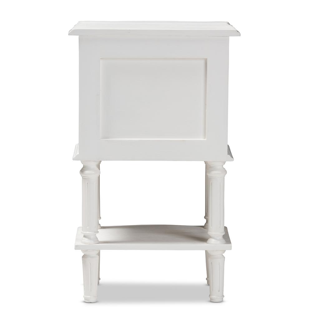 Audrey Country Cottage Farmhouse White Finished 2-Drawer Nightstand. Picture 15
