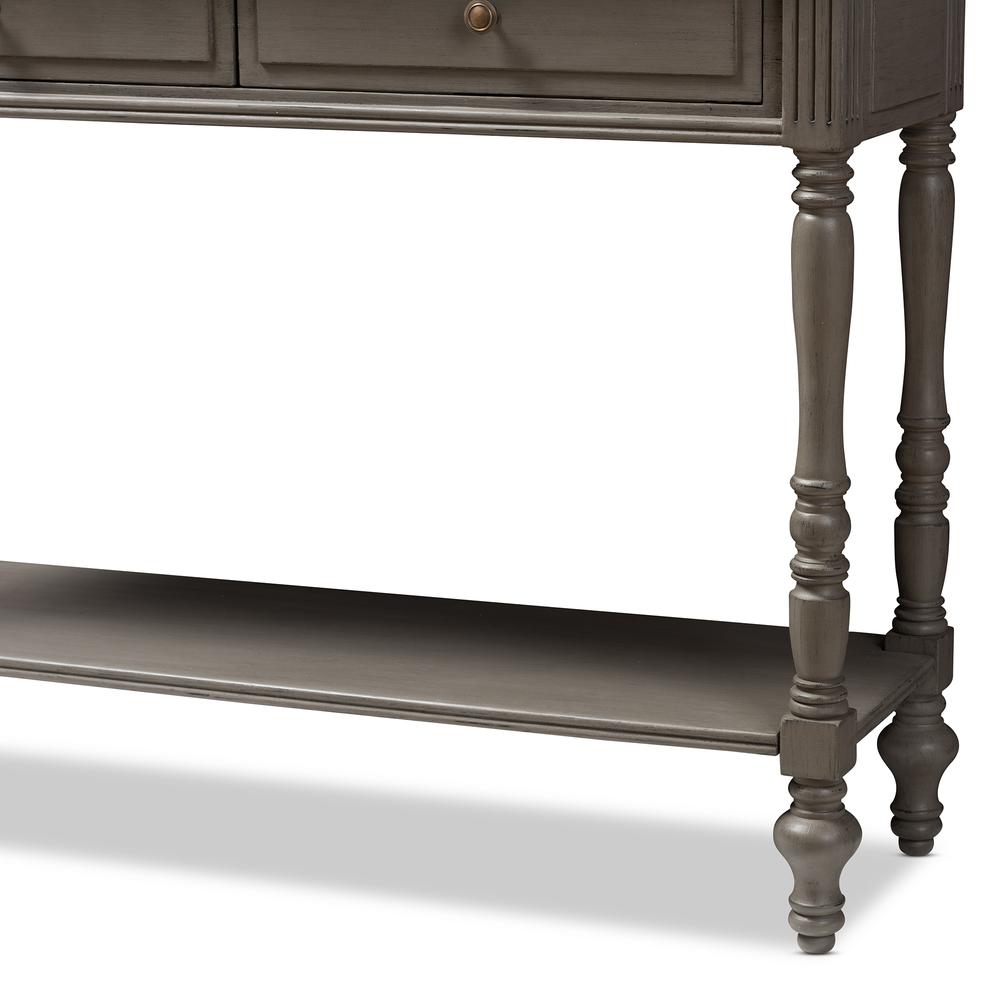 Noemie Country Cottage Farmhouse Brown Finished 2-Drawer Console Table. Picture 17