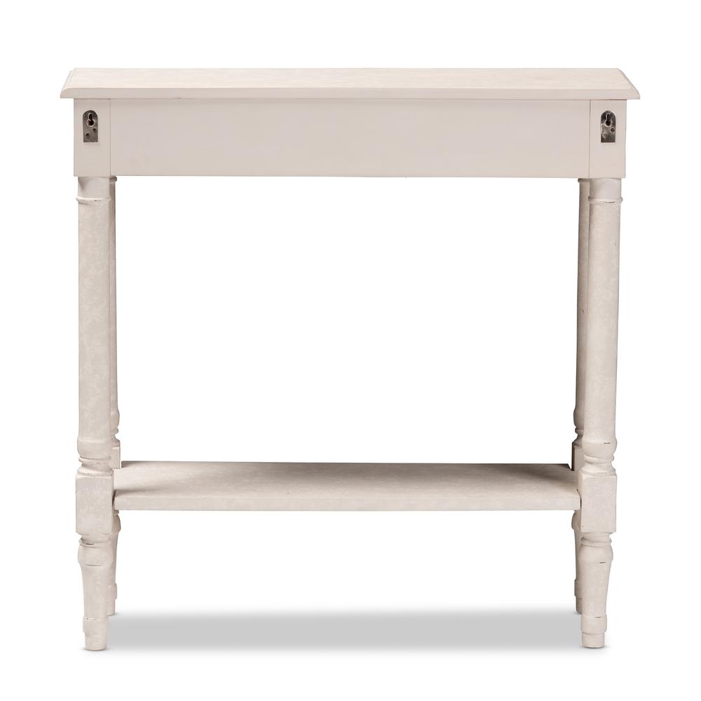 Ariella Country Cottage Farmhouse Whitewashed 1-Drawer Console Table. Picture 17