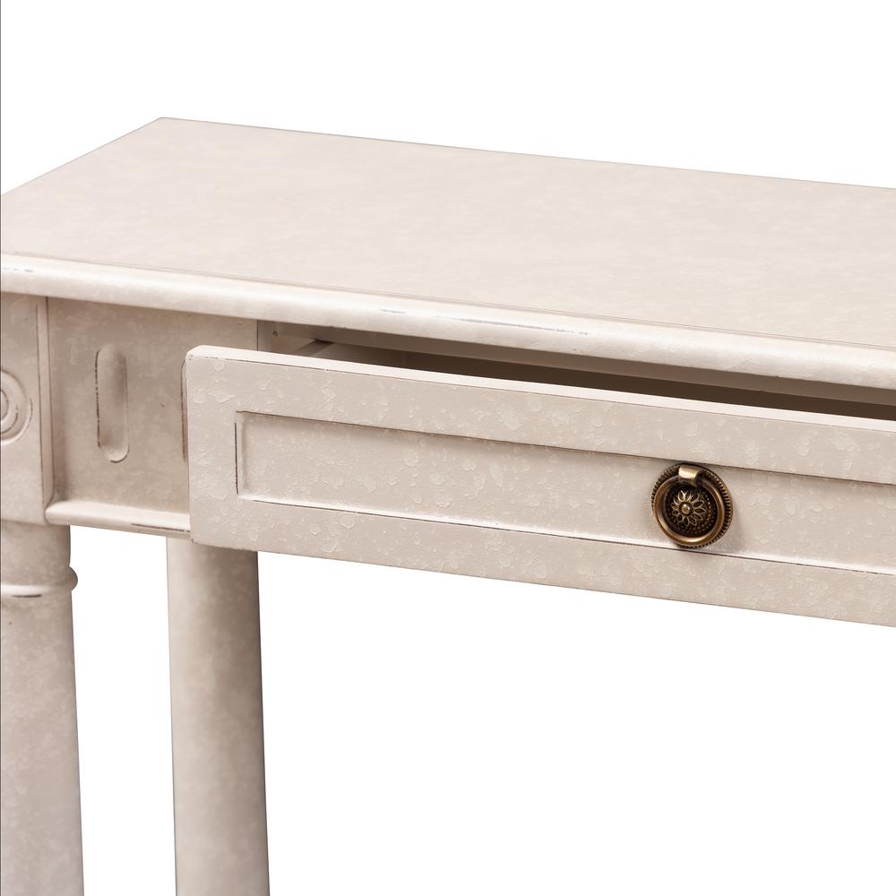 Ariella Country Cottage Farmhouse Whitewashed 1-Drawer Console Table. Picture 18