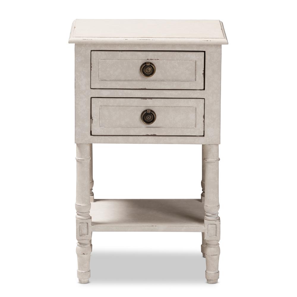 Baxton Studio Lenore Country Cottage Farmhouse Whitewashed 2-Drawer Nightstand. Picture 12