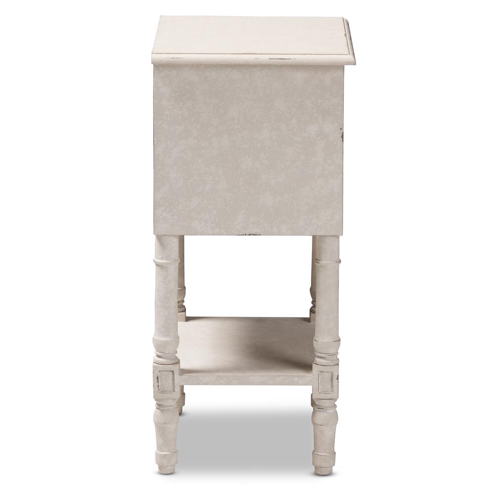 Baxton Studio Lenore Country Cottage Farmhouse Whitewashed 2-Drawer Nightstand. Picture 13