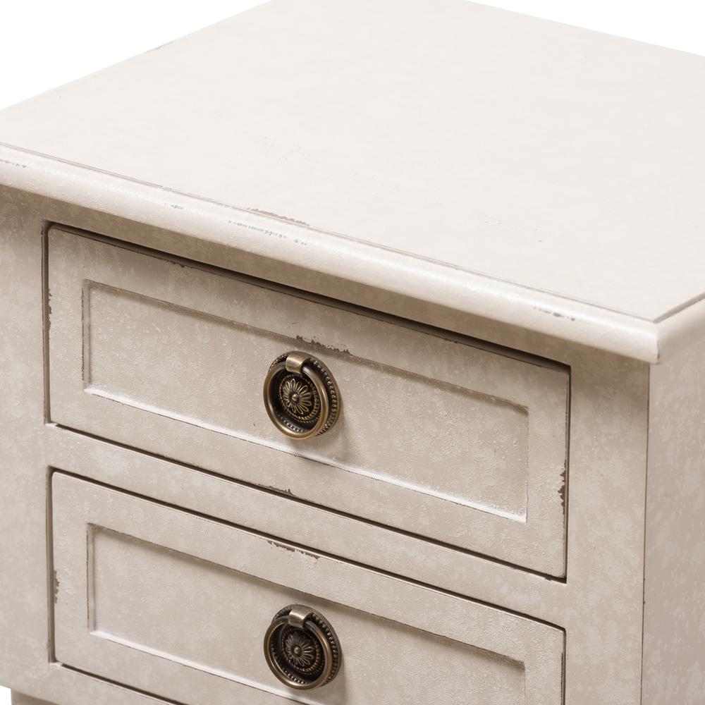 Baxton Studio Lenore Country Cottage Farmhouse Whitewashed 2-Drawer Nightstand. Picture 15