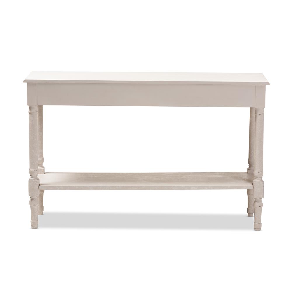 Ariella Country Cottage Farmhouse Whitewashed 1-Drawer Console Table. Picture 16