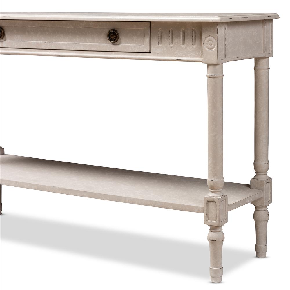 Ariella Country Cottage Farmhouse Whitewashed 1-Drawer Console Table. Picture 19