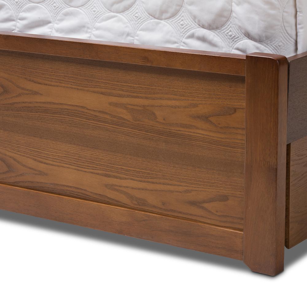 Raurey Modern and Contemporary Walnut Finished Queen Size Storage Platform Bed. Picture 21