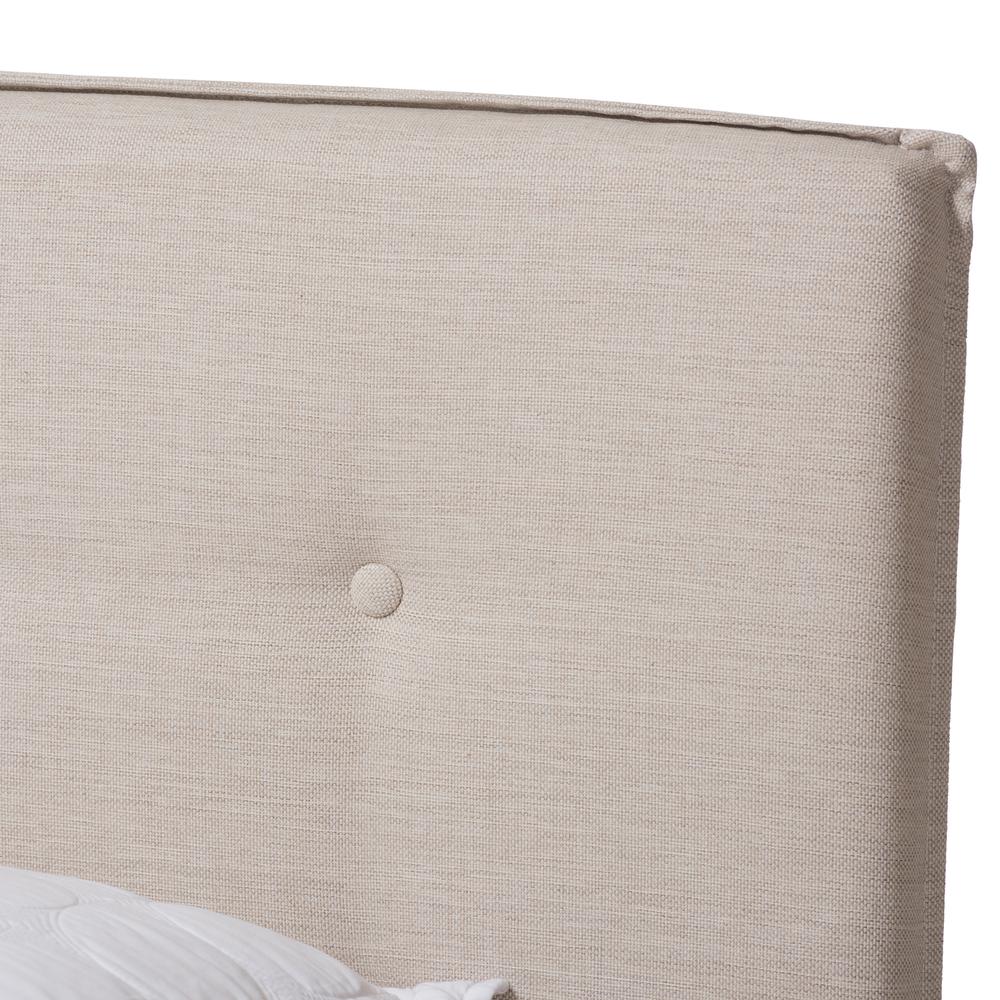 Audrey Modern and Contemporary Light Beige Fabric Upholstered Full Size Bed. Picture 14