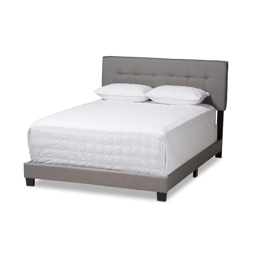 Audrey Modern and Contemporary Light Grey Fabric Upholstered Full Size Bed. Picture 11