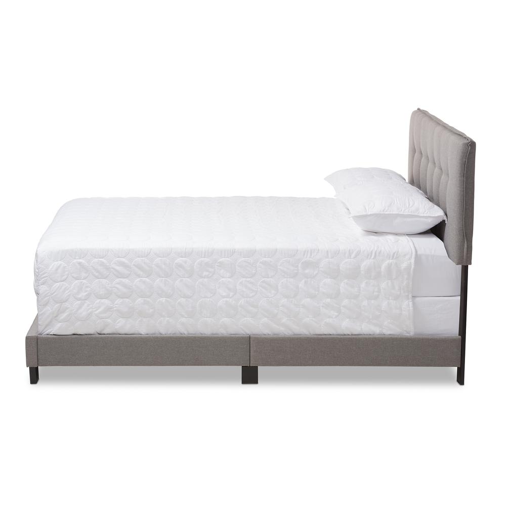 Audrey Modern and Contemporary Light Grey Fabric Upholstered Full Size Bed. Picture 12