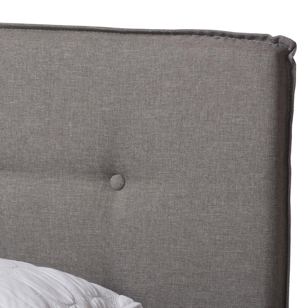 Audrey Modern and Contemporary Light Grey Fabric Upholstered Full Size Bed. Picture 14