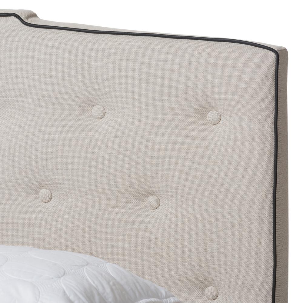 Vivienne Modern and Contemporary Light Beige Fabric Upholstered Full Size Bed. Picture 14