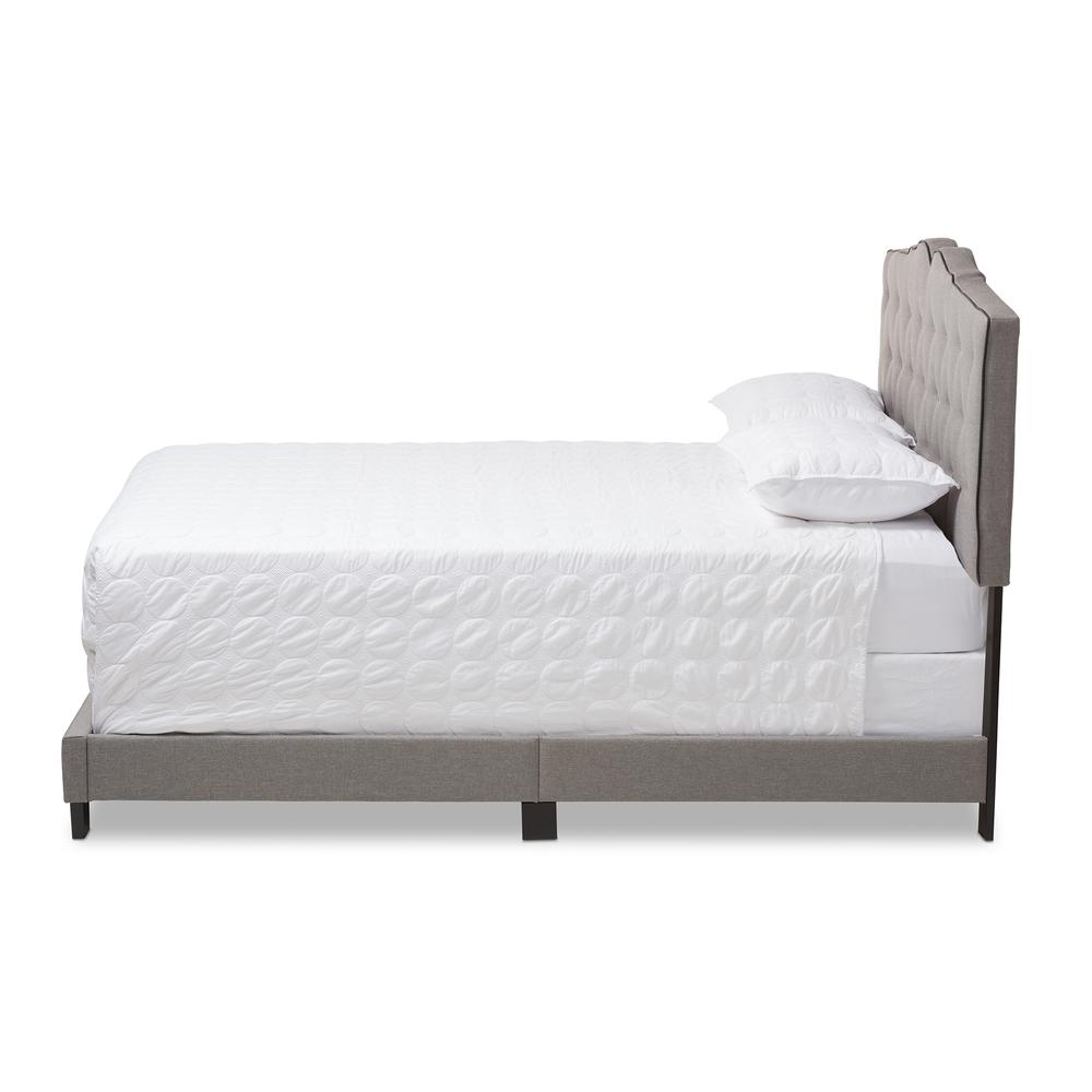 Vivienne Modern and Contemporary Light Grey Fabric Upholstered Full Size Bed. Picture 12