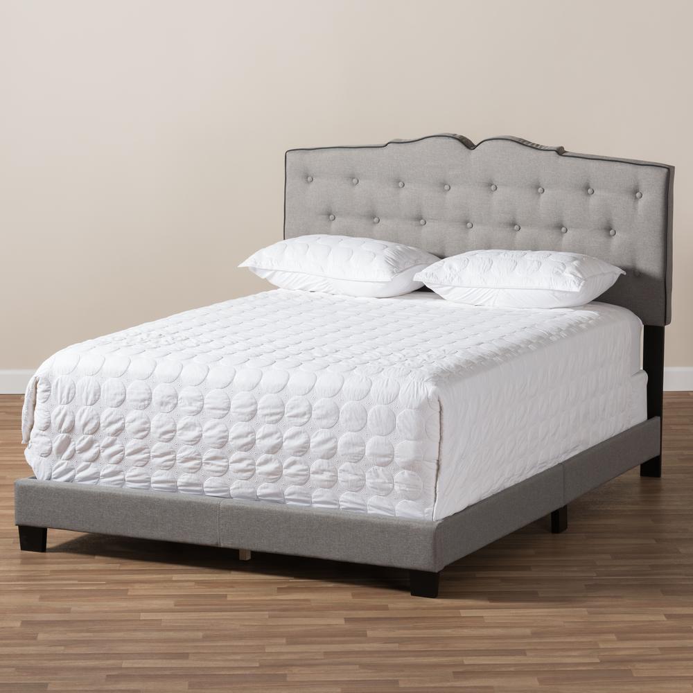 Vivienne Modern and Contemporary Light Grey Fabric Upholstered Full Size Bed. Picture 17
