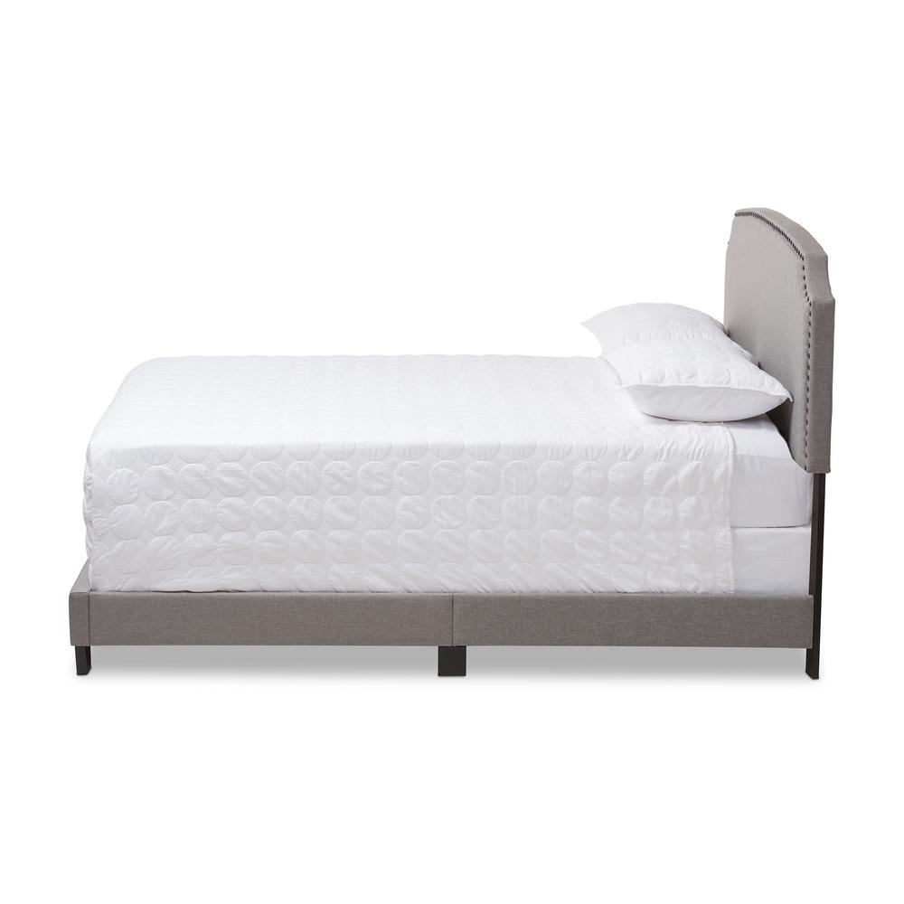 Odette Modern and Contemporary Light Grey Fabric Upholstered Full Size Bed. Picture 12
