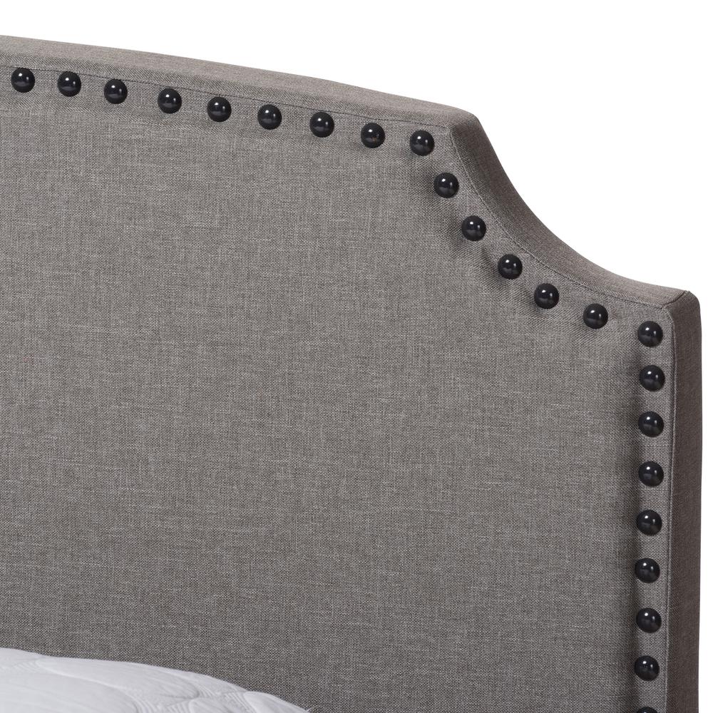 Odette Modern and Contemporary Light Grey Fabric Upholstered Full Size Bed. Picture 14