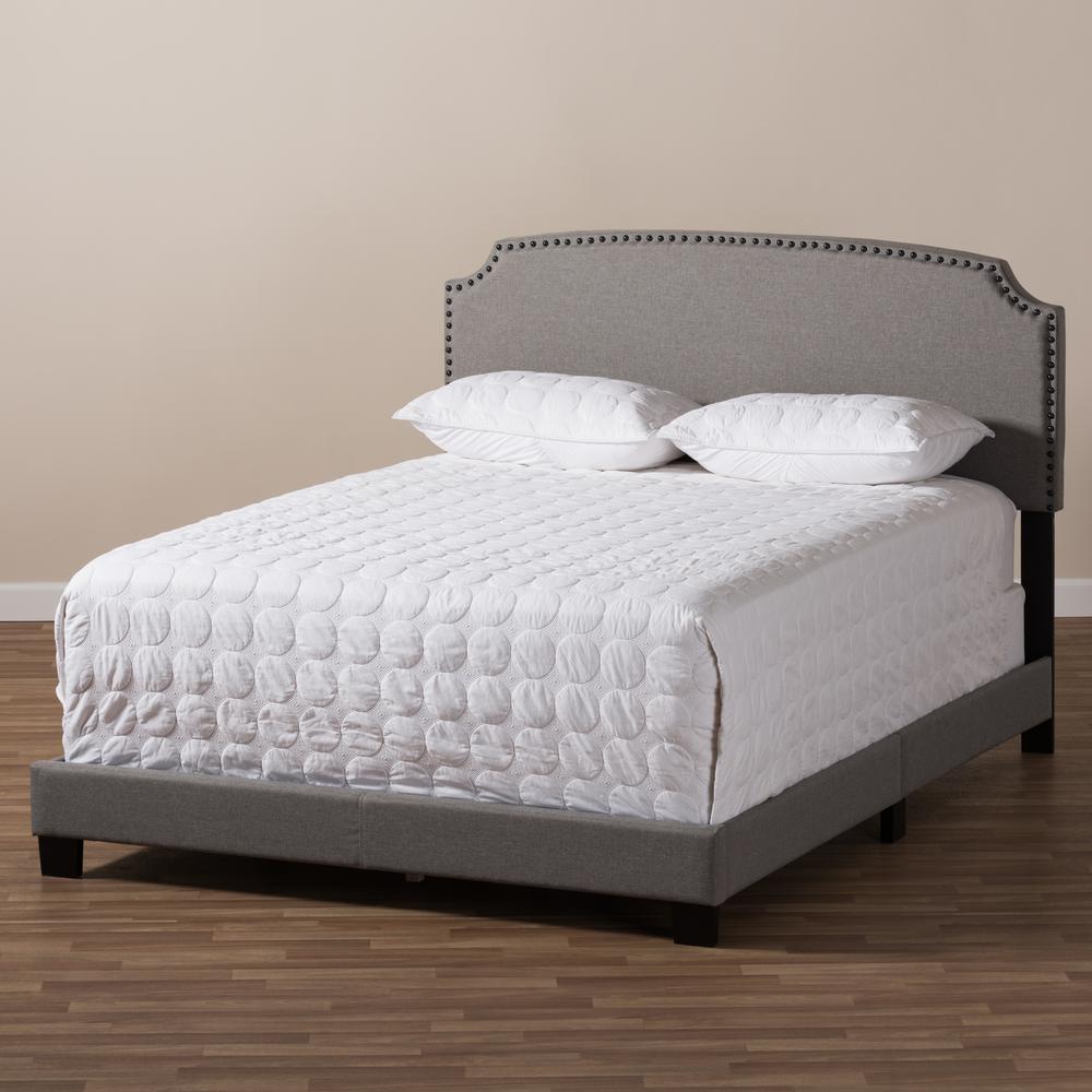 Odette Modern and Contemporary Light Grey Fabric Upholstered Full Size Bed. Picture 17