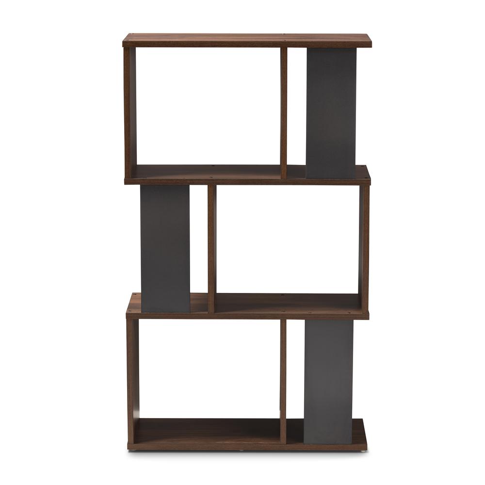 Legende Modern and Contemporary Brown and Dark Grey Finished Display Bookcase. Picture 11
