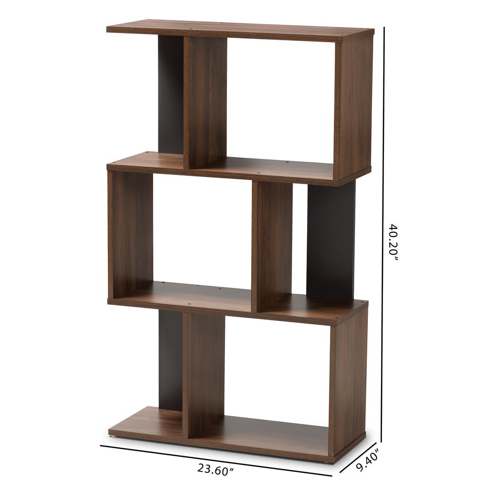 Legende Modern and Contemporary Brown and Dark Grey Finished Display Bookcase. Picture 14