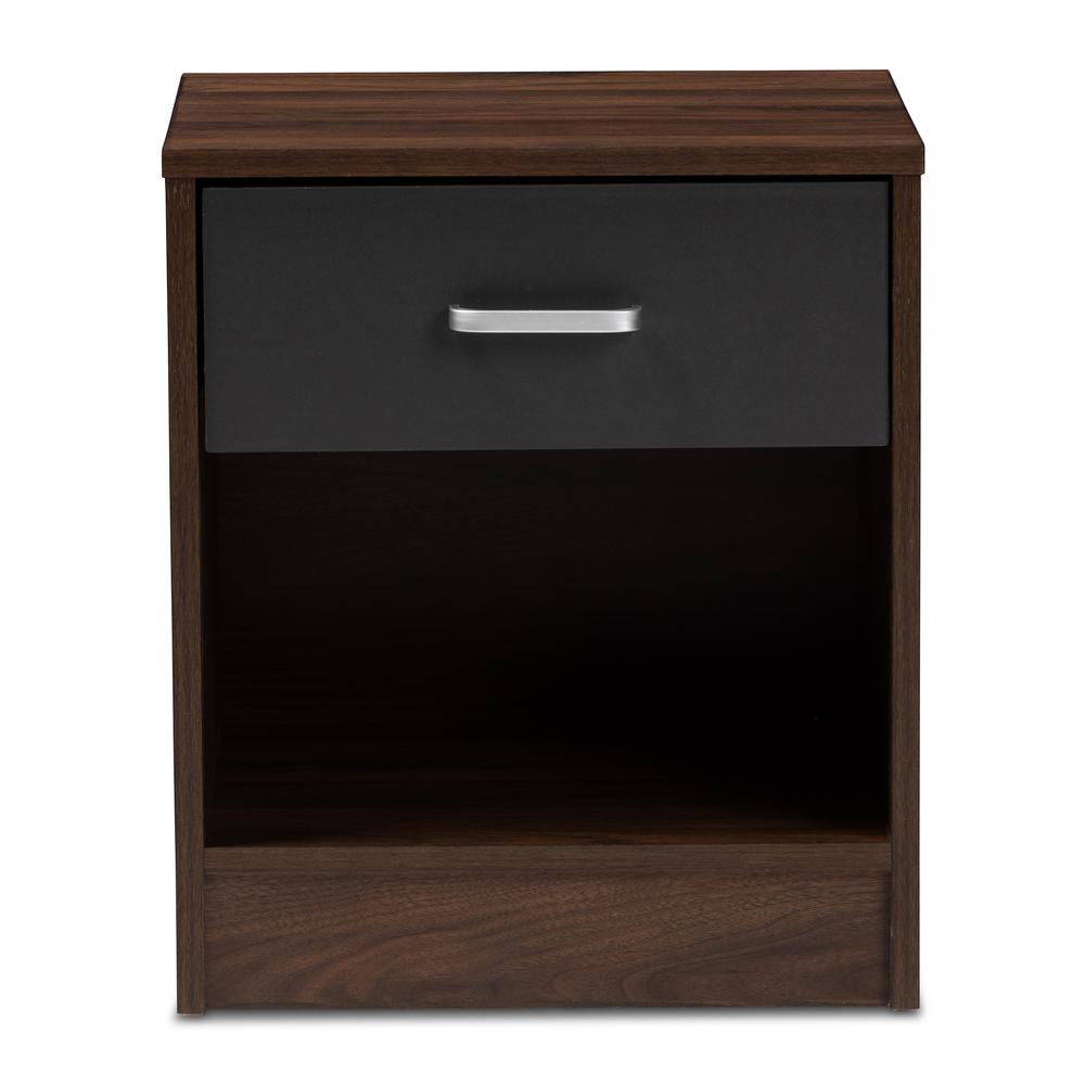 1-Drawer Dark Brown and Dark Grey Finished Nightstand. Picture 12