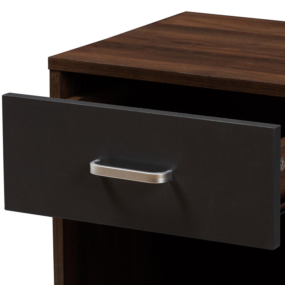 1-Drawer Dark Brown and Dark Grey Finished Nightstand. Picture 15