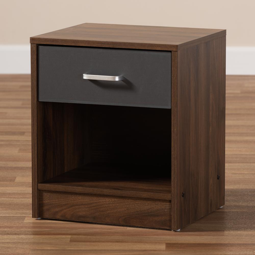 1-Drawer Dark Brown and Dark Grey Finished Nightstand. Picture 17