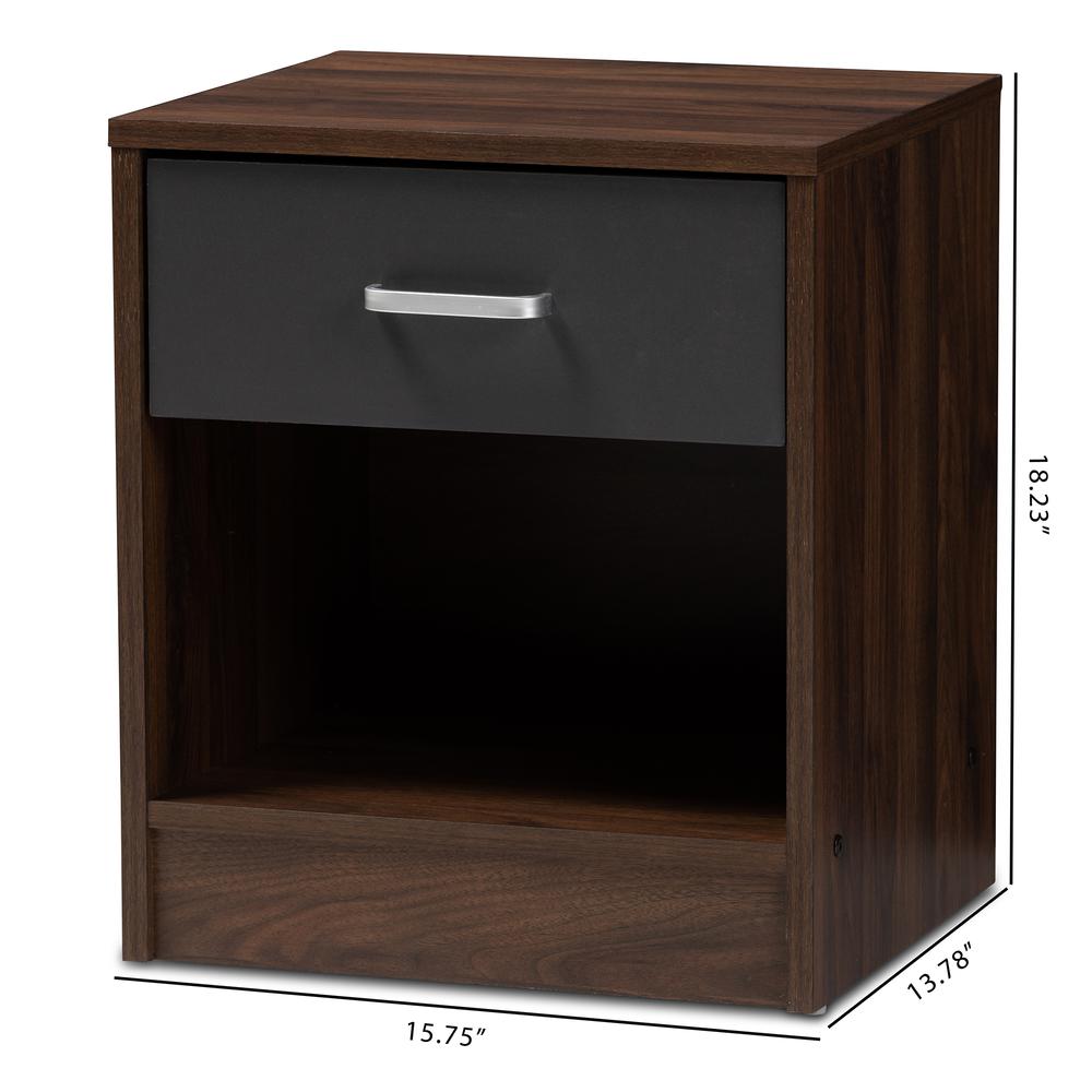 1-Drawer Dark Brown and Dark Grey Finished Nightstand. Picture 18