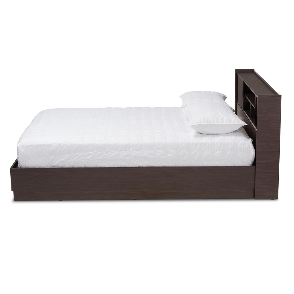 Larsine Modern and Contemporary Brown Finished Queen Size Platform Storage Bed. Picture 10
