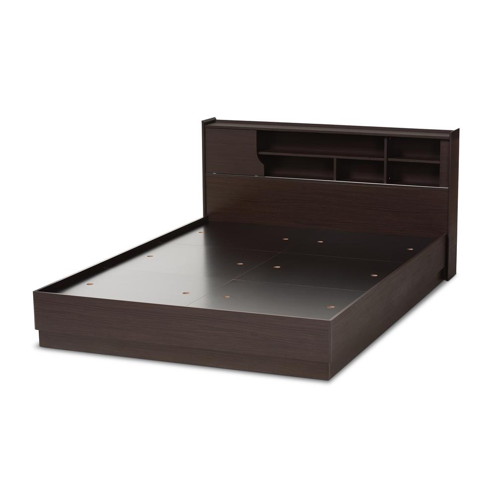 Larsine Modern and Contemporary Brown Finished Queen Size Platform Storage Bed. Picture 11