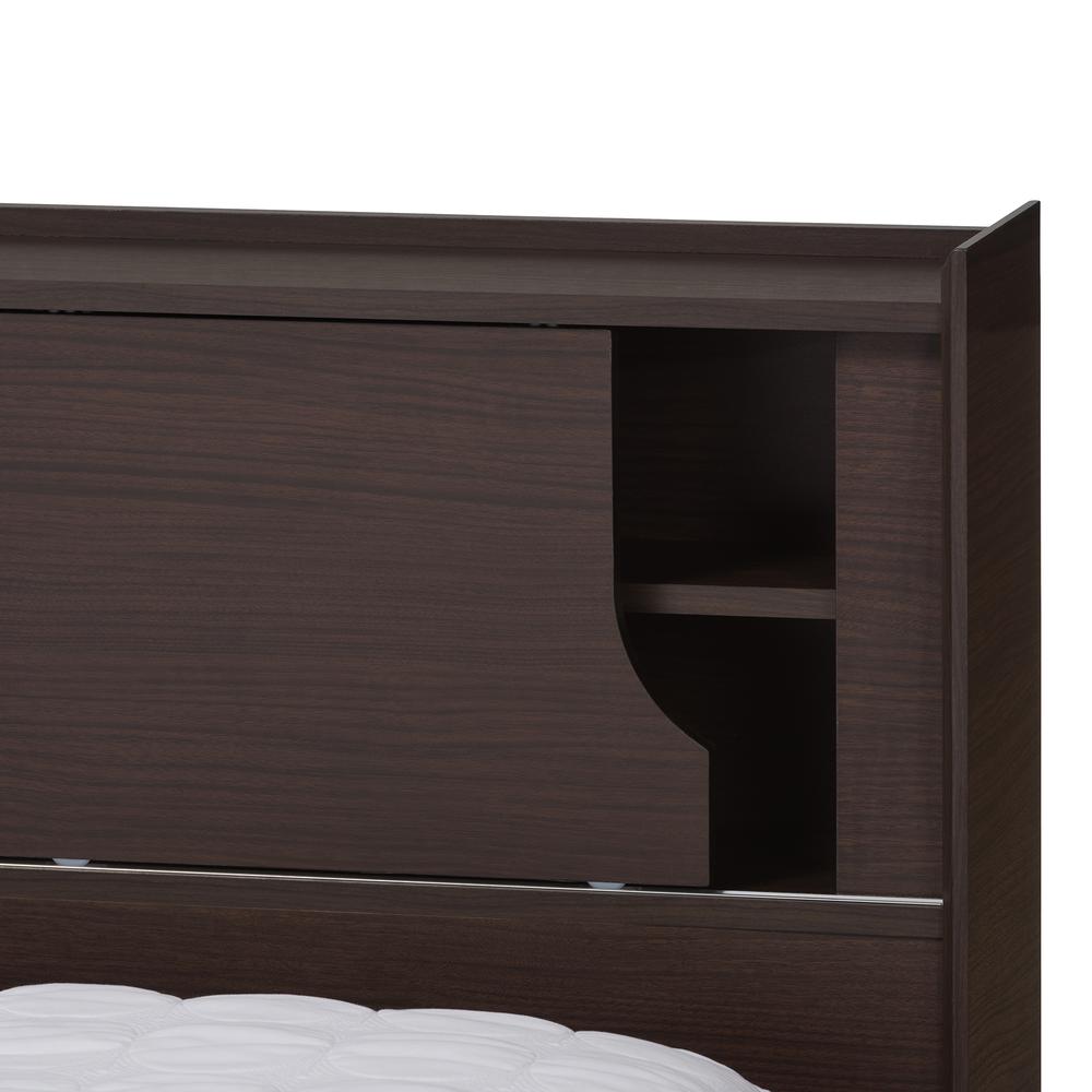 Larsine Modern and Contemporary Brown Finished Queen Size Platform Storage Bed. Picture 12