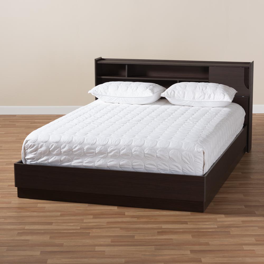 Larsine Modern and Contemporary Brown Finished Queen Size Platform Storage Bed. Picture 15