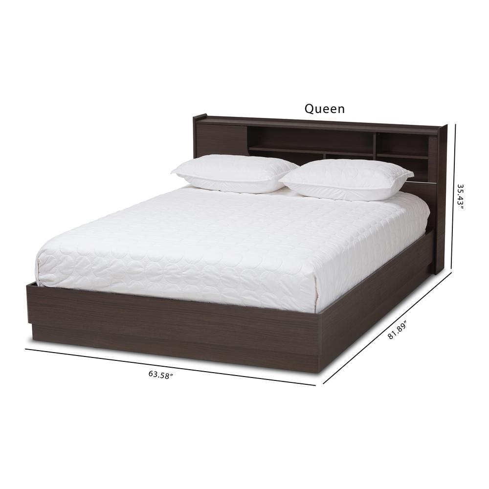 Larsine Modern and Contemporary Brown Finished Queen Size Platform Storage Bed. Picture 16