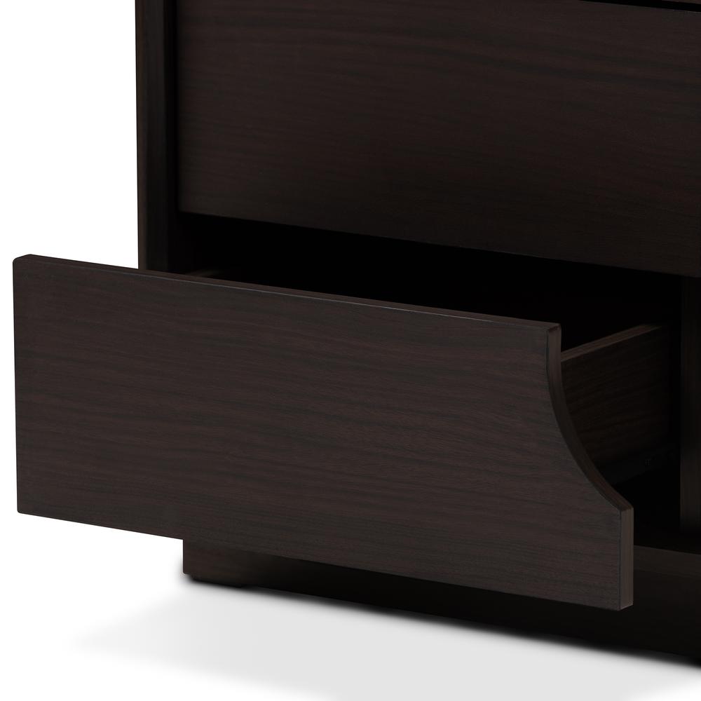 Baxton Studio Larsine Modern and Contemporary Brown Finished 2-Drawer Nightstand. Picture 15