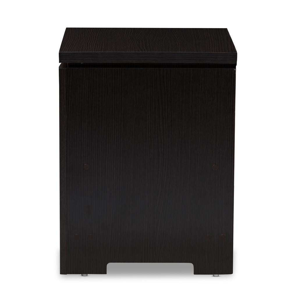 Bienna Modern and Contemporary Wenge Brown Finished 1-Drawer Nightstand. Picture 13
