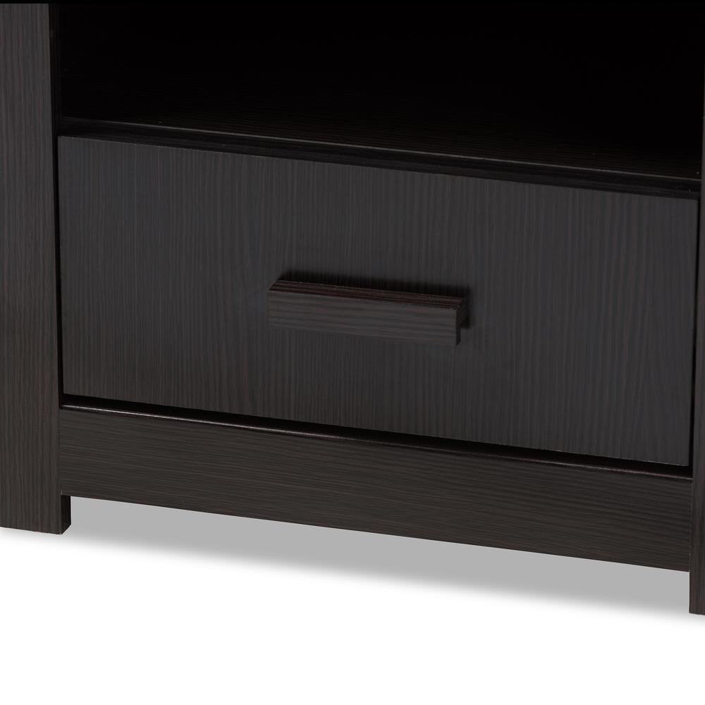 Bienna Modern and Contemporary Wenge Brown Finished 1-Drawer Nightstand. Picture 14