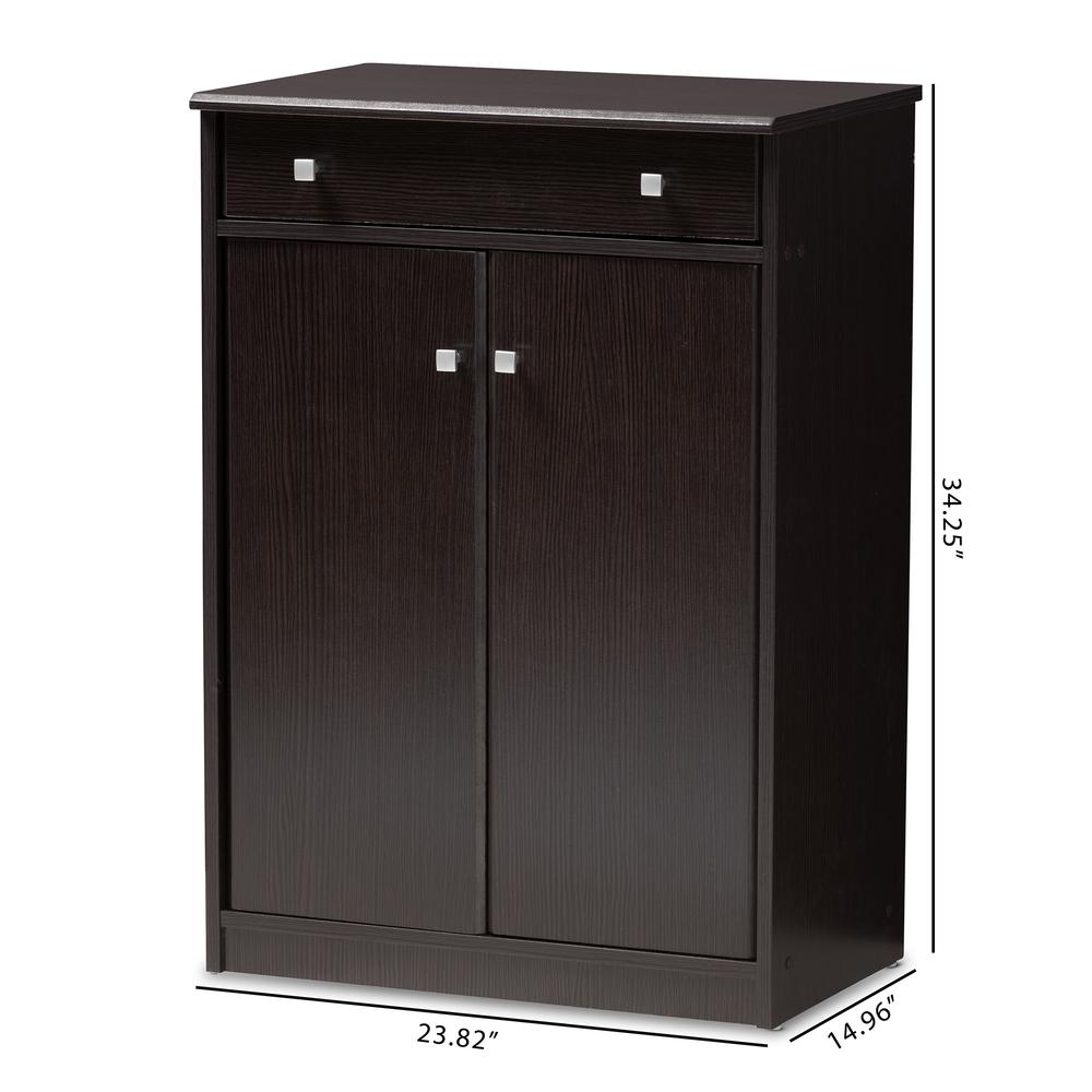Baxton Studio Dariell Modern and Contemporary Wenge Brown Finished Shoe Cabinet. Picture 20