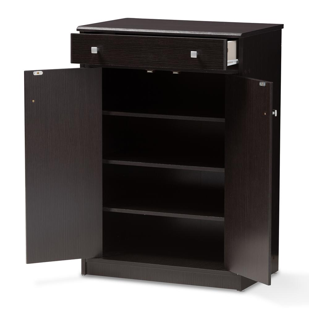 Baxton Studio Dariell Modern and Contemporary Wenge Brown Finished Shoe Cabinet. Picture 12